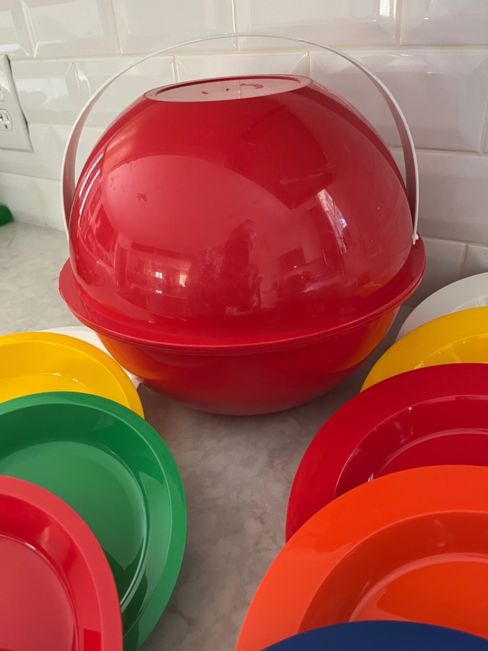 Vintage INGRID Party Ball Dish Set Picnic pool party 1970.  Collectible MCM